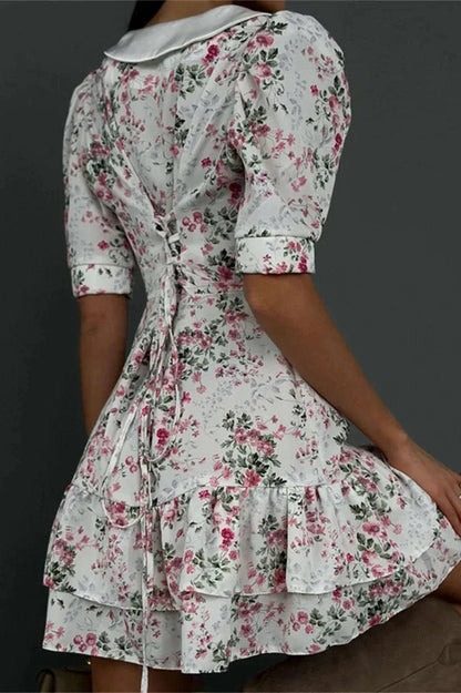 V-Neck Short Sleeve Mini Dress