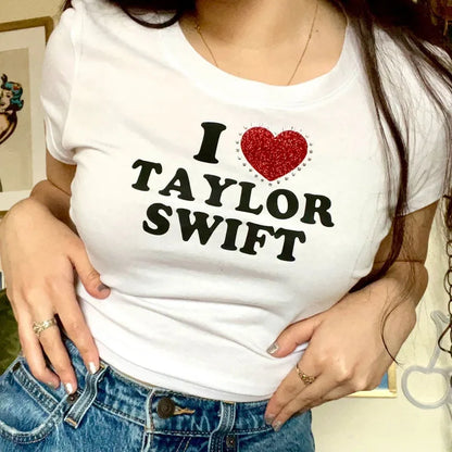 New printed T-shirt, fashionable casual short sleeved top, Y2K summer sexy electronic girl T-shirt, women’s clothing