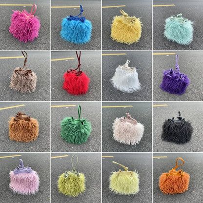 Bolso de lujo con borlas de colores y cordón peludo para mujer, bolso de felpa estilo Harajuku Street Punk Y2k, bolso de hombro de piel sintética para chicas atractivas