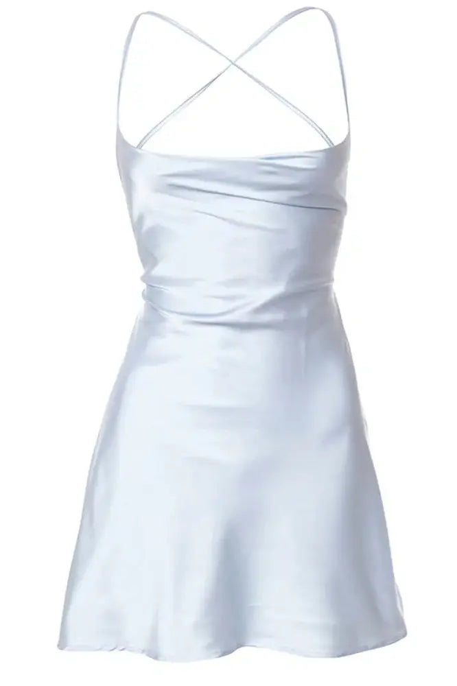 Satin Mini Dress with Spaghetti Straps