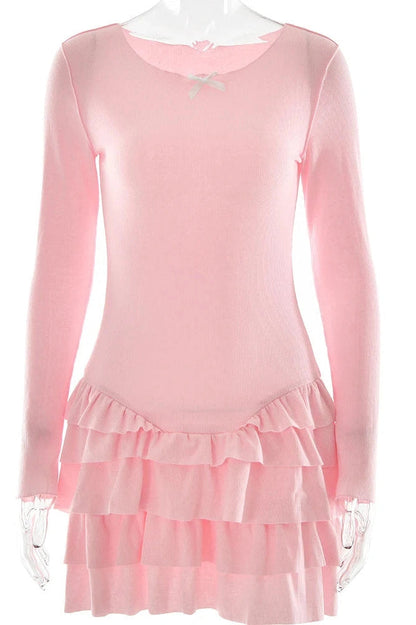 Elegant Long Sleeve Mini Dress with High Waist