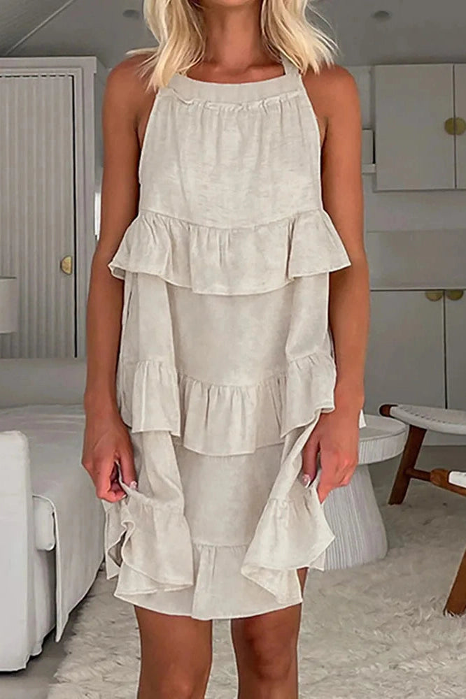 Strappy Sleeveless Mini Dress with High Waist