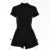 Mono de falda ajustada sexy de venta caliente Y2K para mujer, primavera/verano, nuevo, cuello redondo, manga corta, camisa con cremallera en la parte inferior