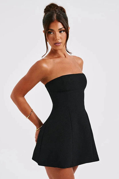 Strapless High Waist Mini Dress