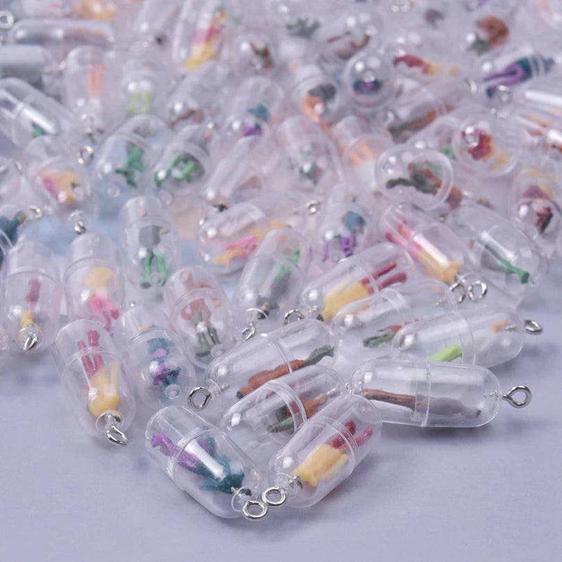 Resin Figurine Capsule Charm for DIY Jewelry Earrings Keychain Accessories