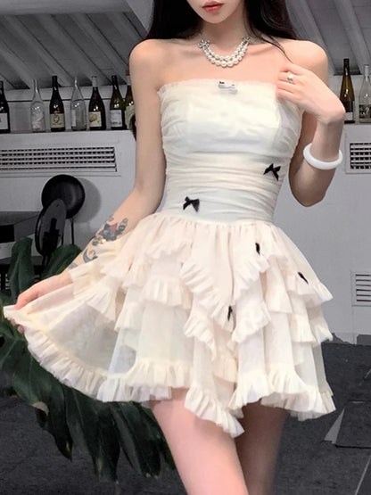 Vestido minivestido elegante ajustado sin mangas para mujer, estilo princesa, para fiesta de noche, graduación, moda coreana, primavera y verano