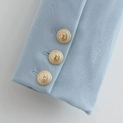 Blazer corto con cuello en V y costuras abiertas para mujer, trajes cortos de manga larga, ropa de abrigo de moda para otoño