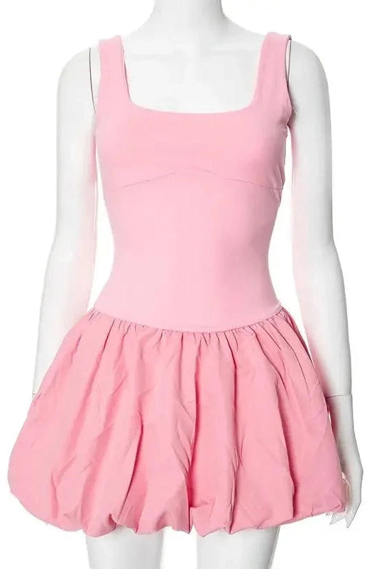 Sleeveless A-Line Mini Dress with High Waist Straps