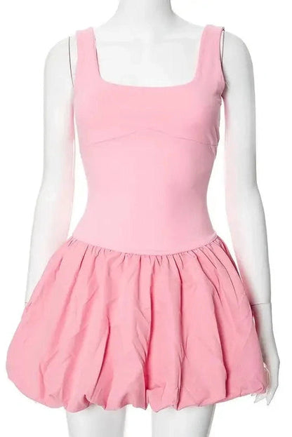 Sleeveless A-Line Mini Dress with High Waist Straps