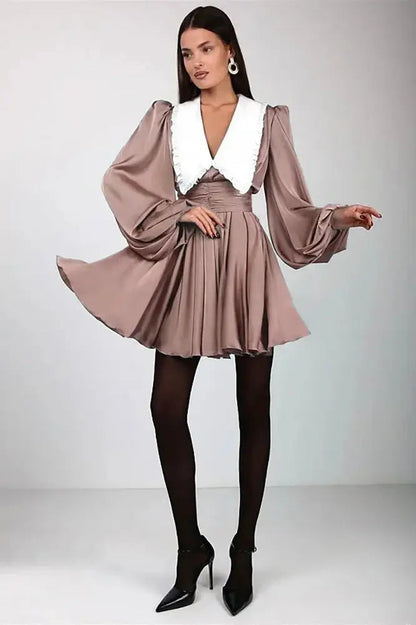 Ruffled Patchwork Mini Dress