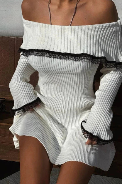 Off-Shoulder Long Sleeve Mini Dress