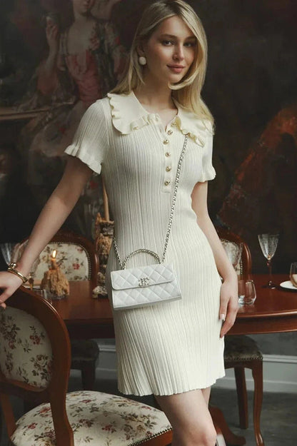 Elegant Short Sleeve Mini Dress with High Waist