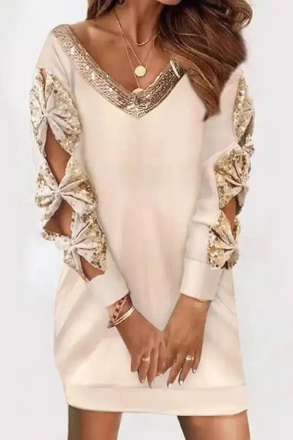 Sequin Mini Dress with Bowknot Design
