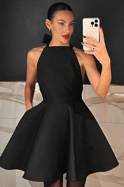 High Waist Sleeveless A-Line Mini Dress