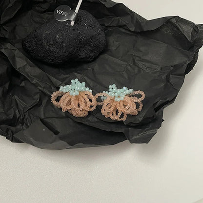 Pearl Crystal Fringed Flower Earrings Elegant Personality Studs Ms Jewelry from South Korea