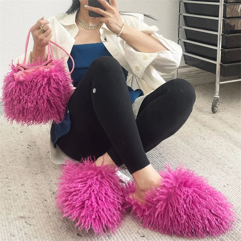 Bolso de lujo con borlas de colores y cordón peludo para mujer, bolso de felpa estilo Harajuku Street Punk Y2k, bolso de hombro de piel sintética para chicas atractivas