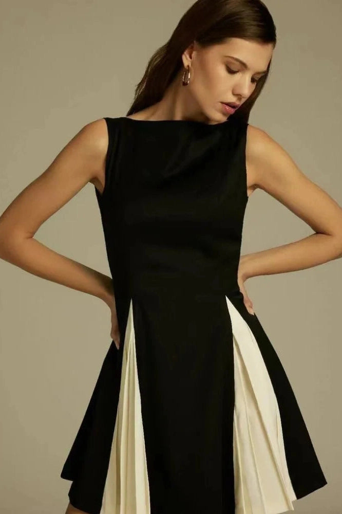 Sleeveless A-Line Mini Dress with High Waist Straps