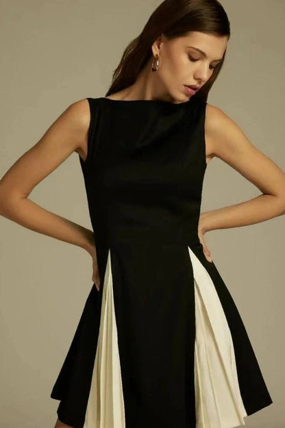 Sleeveless A-Line Mini Dress with High Waist Straps