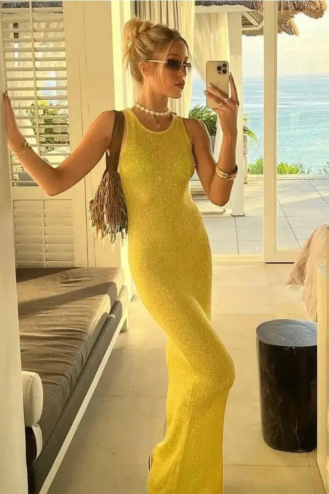 Sequin Sleeveless Maxi Dress