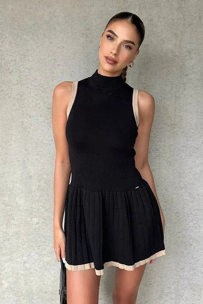 Sleeveless Slim Fit Mini Dress with O Neck Straps