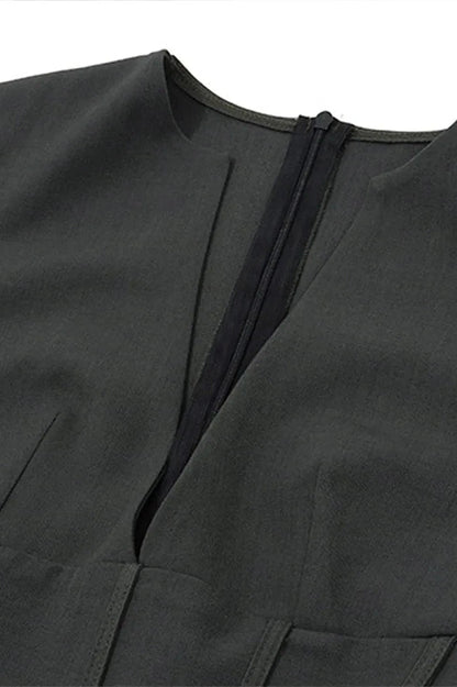 V-Neck Sleeveless Mini Dress with High Waist