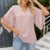 Women Summer Style Blouses Shirts Lady Casual Short Flare Sleeve V-Neck Solid Color Blouse Tops
