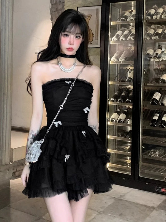 Vestido minivestido elegante ajustado sin mangas para mujer, estilo princesa, para fiesta de noche, graduación, moda coreana, primavera y verano