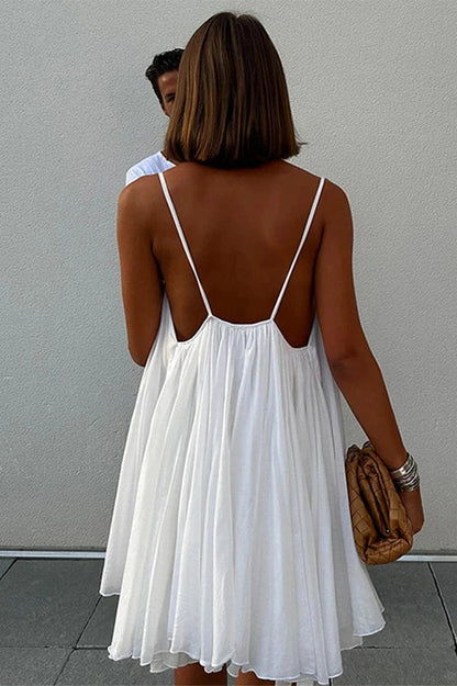 Sleeveless Mini Dress with Straps and High Waist