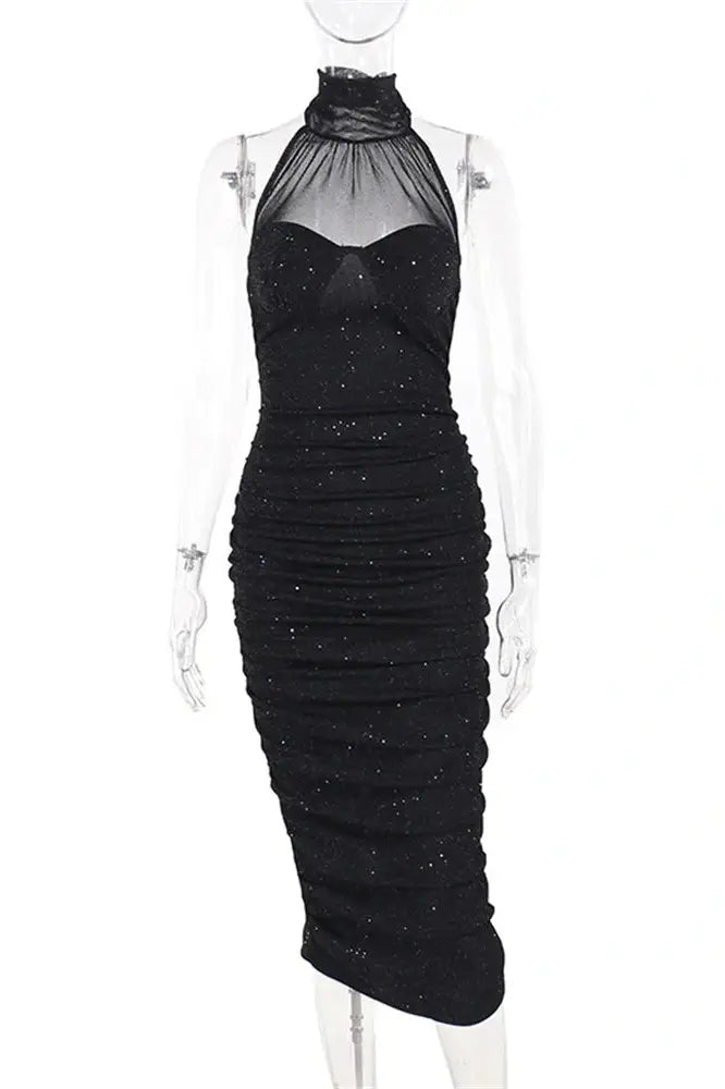 Sequin Halter Maxi Dress