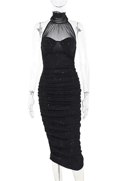 Sequin Halter Maxi Dress