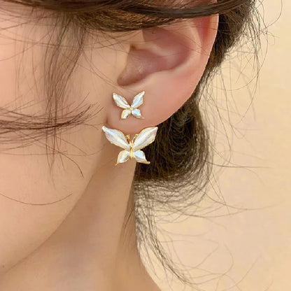 Lizakosht White Flower Butterfly Earrings for Women Spring Summer Jewelry Wholesale