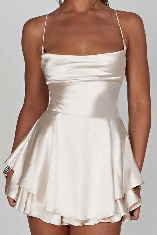 Backless Tie-Up A-Line Mini Dress