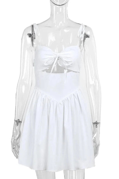 Sleeveless Hollow Out Pleated Mini Dress