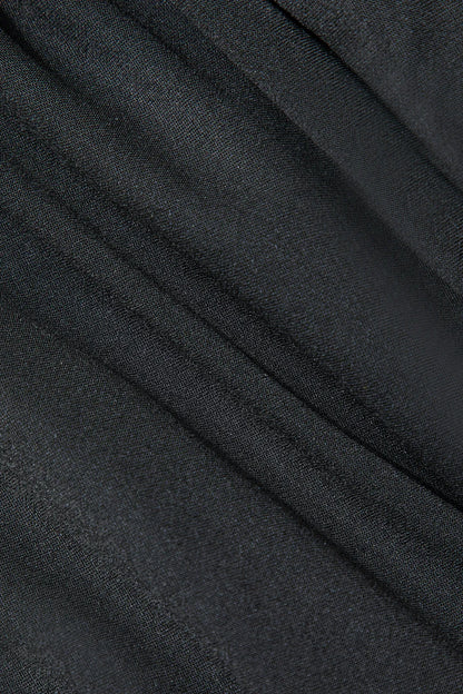 Sandra Black Wrap Ruched V-neck Sleeveless Maxi Party Dress