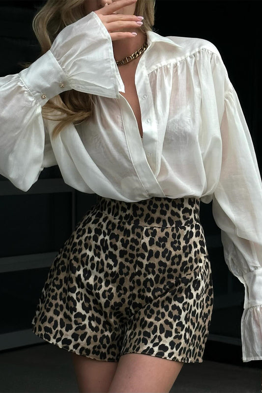 Blusa con mangas farol y solapa Afra 