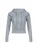 Gray Slim Zip Up Jackets Hoodies For Women Pockets Long Sleeve Ribbed Solid Simple Basic Casual Preppy Sweatshirts