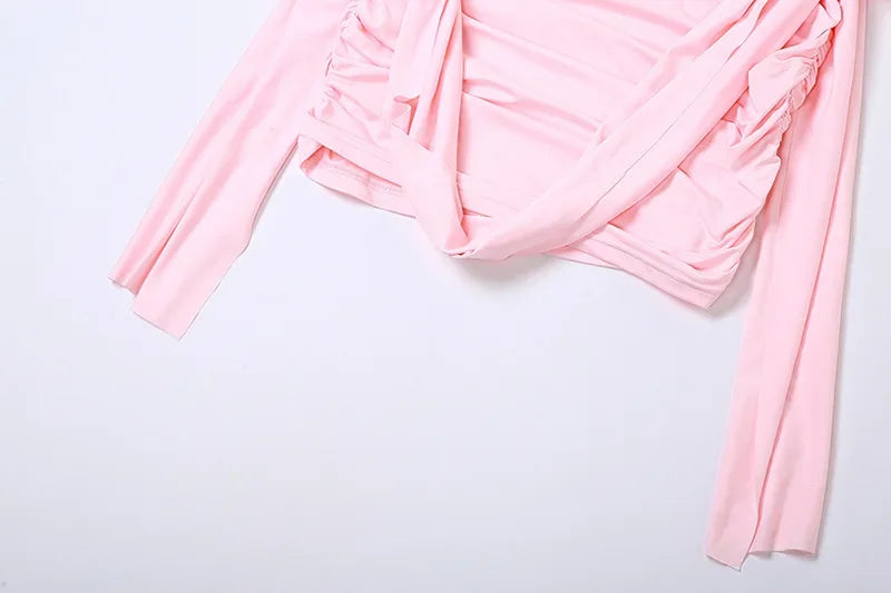 Ora Ruched Long Sleeve Dress with Floral Design