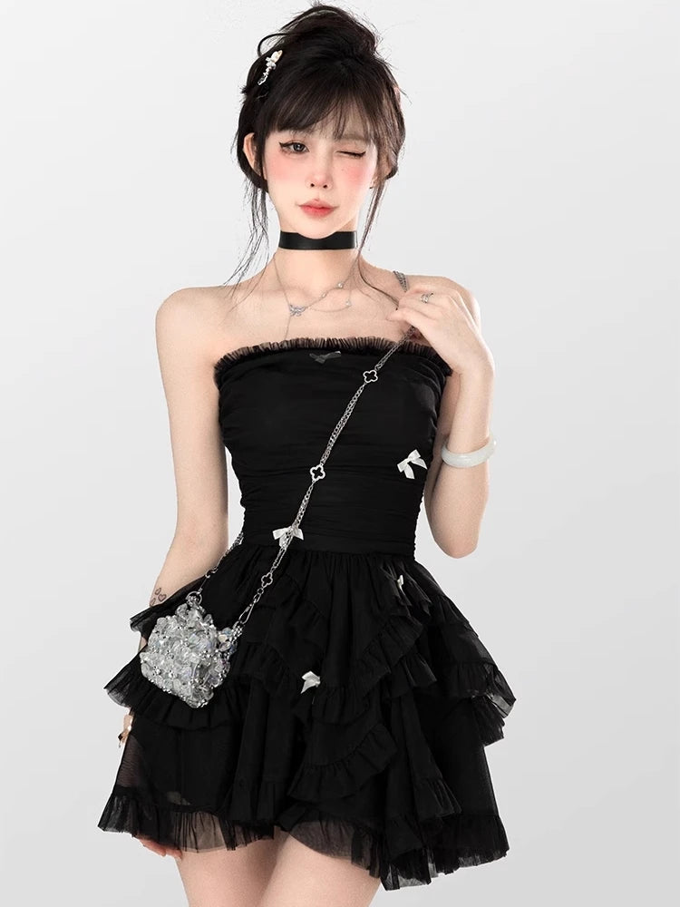 Vestido minivestido elegante ajustado sin mangas para mujer, estilo princesa, para fiesta de noche, graduación, moda coreana, primavera y verano