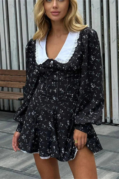 Patchwork V-Neck Mini Dress