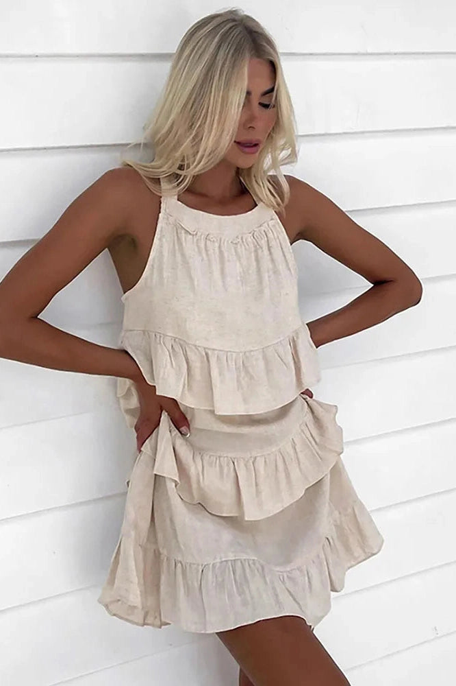 Strappy Sleeveless Mini Dress with High Waist