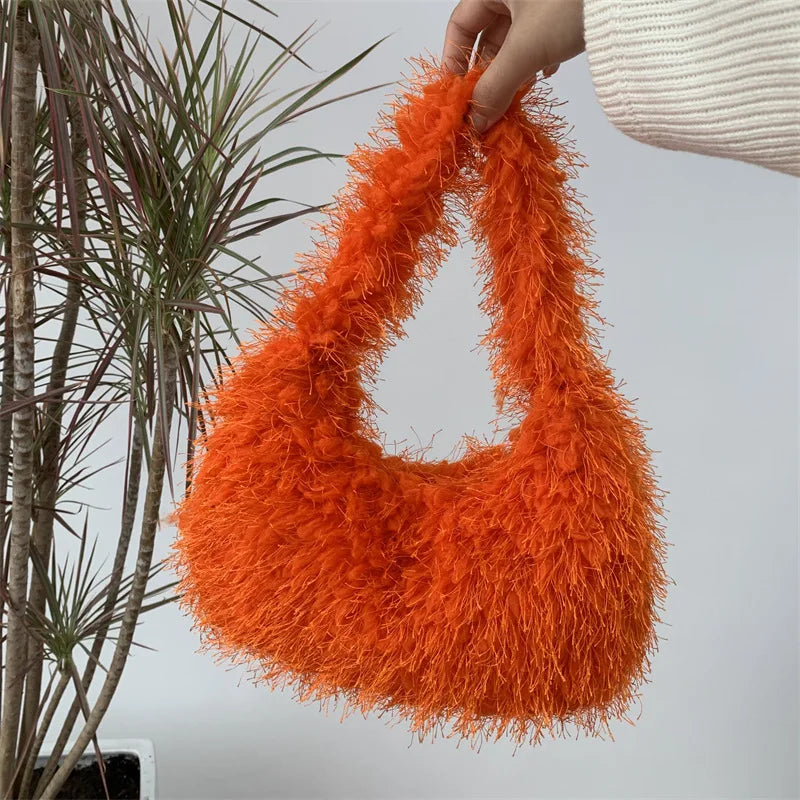 Bolsos de mano bonitos de invierno en color caramelo para mujer, estilo kawaii, de piel sintética, estilo gótico Y2K, para festivales, para hombro y axila.