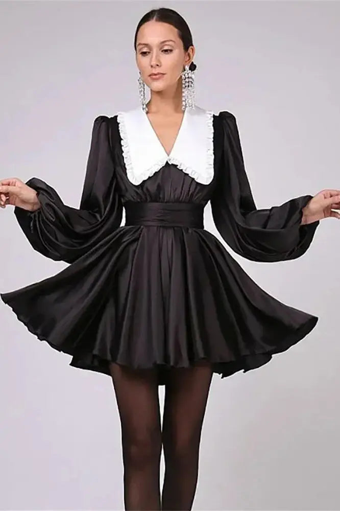 Ruffled Patchwork Mini Dress