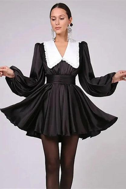 Ruffled Patchwork Mini Dress