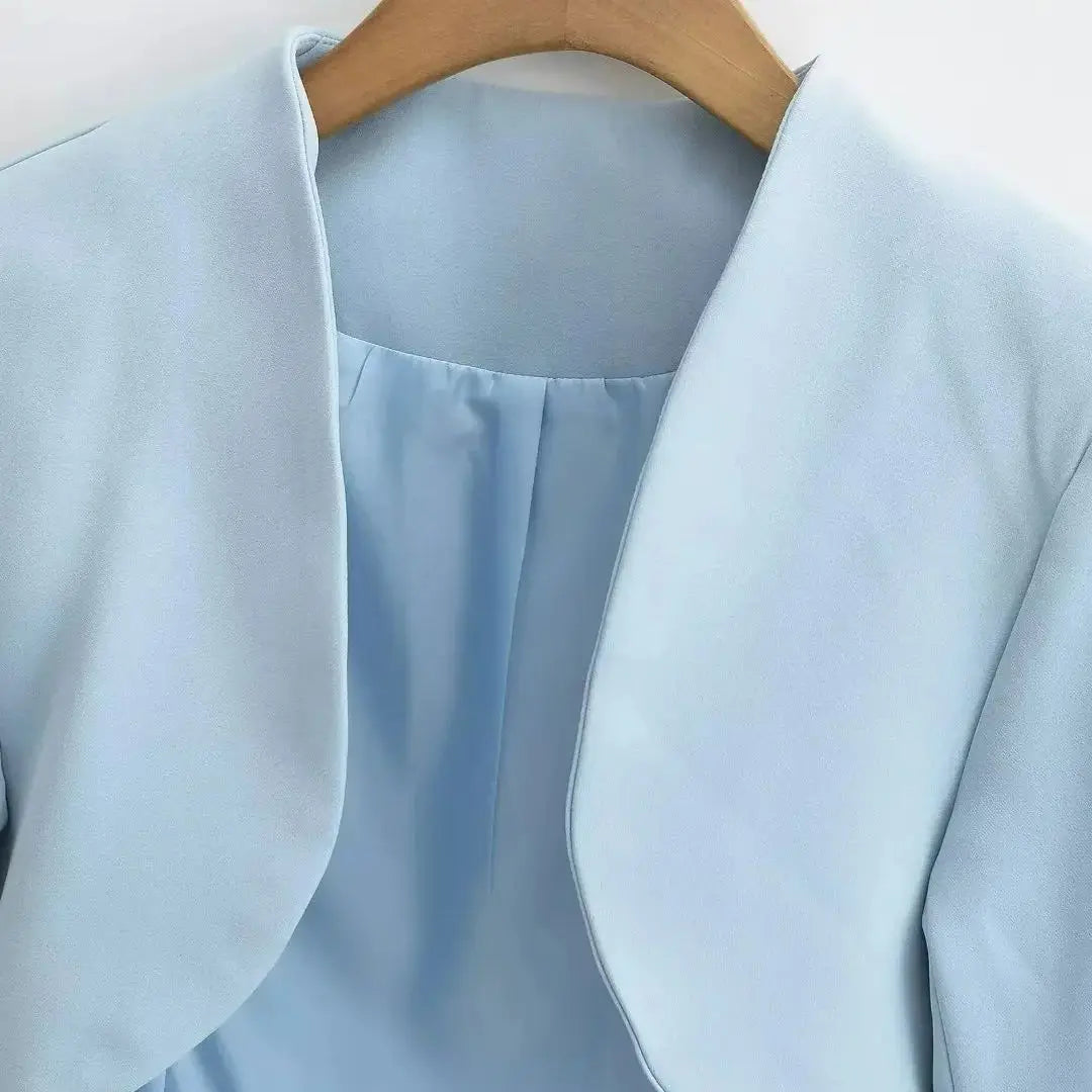 Blazer corto con cuello en V y costuras abiertas para mujer, trajes cortos de manga larga, ropa de abrigo de moda para otoño