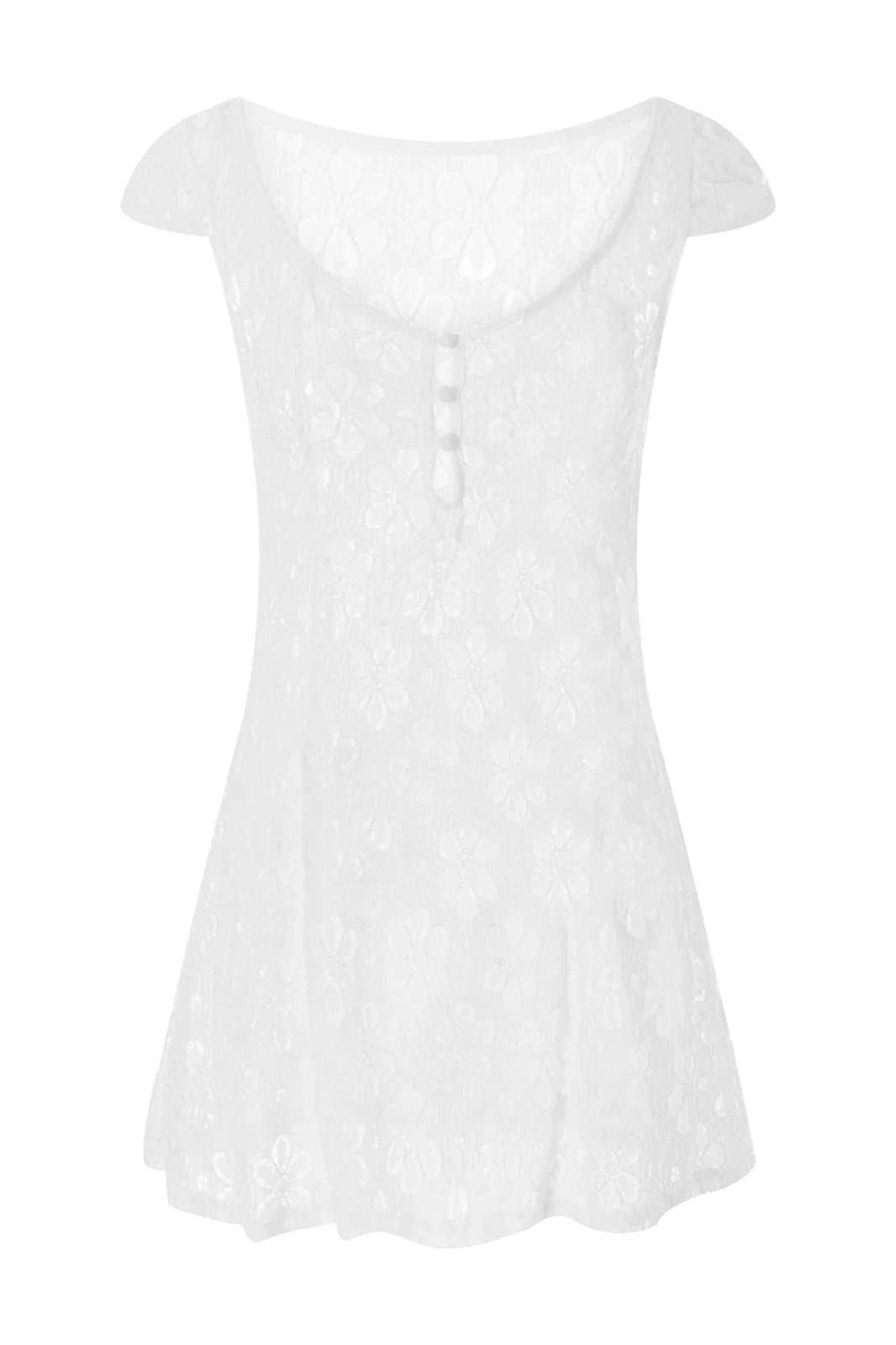 Lace Short Sleeve V-Neck A-Line Mini Dress
