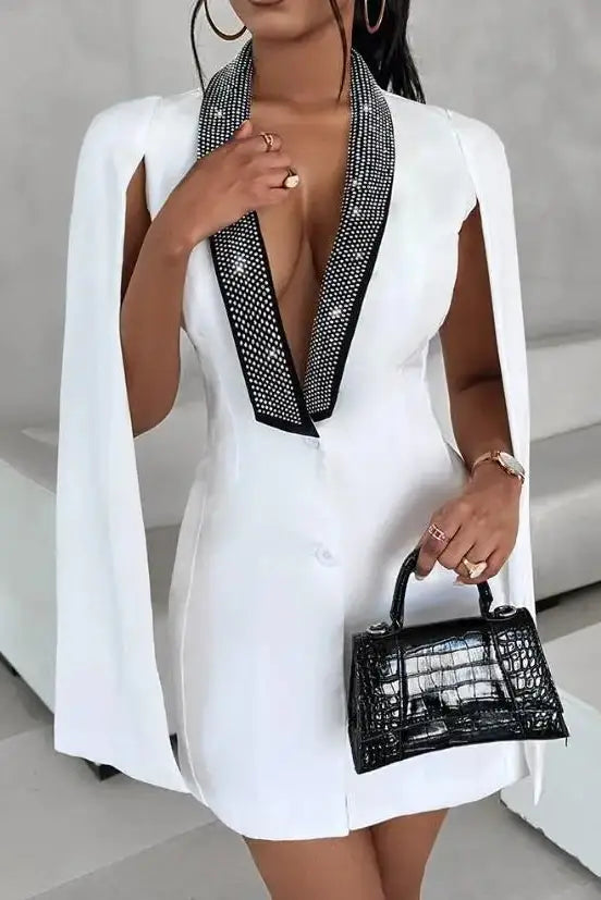 Rhinestone Blazer Coat Mini Dress