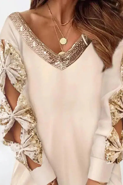 Sequin Mini Dress with Bowknot Design