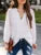 Women Spring Summer Style Blouses Shirts lady Casual Long Lantern Sleeve V-Neck Solid Color Blouse Tops