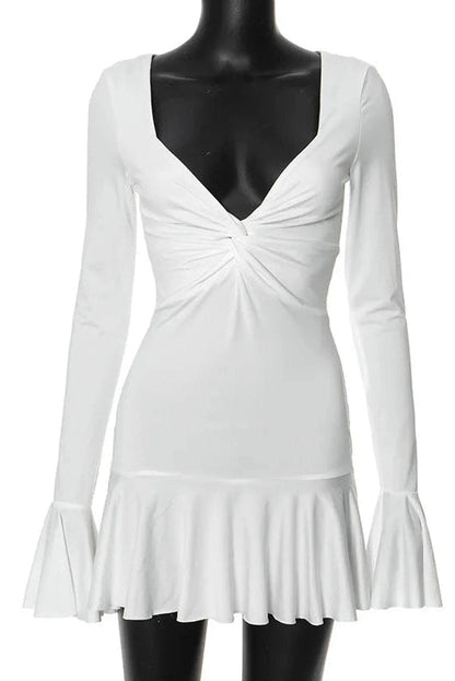 Elegant Slim Fit Mini Dress with Long Sleeves