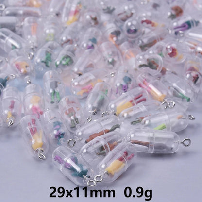 Resin Figurine Capsule Charm for DIY Jewelry Earrings Keychain Accessories